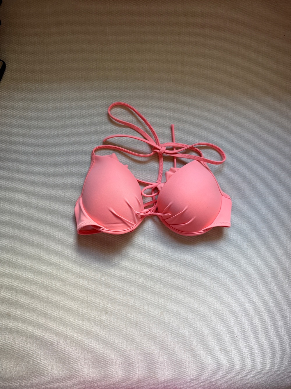 Victoria's Secret Neon Pink Push-Up Halter Bikini Top